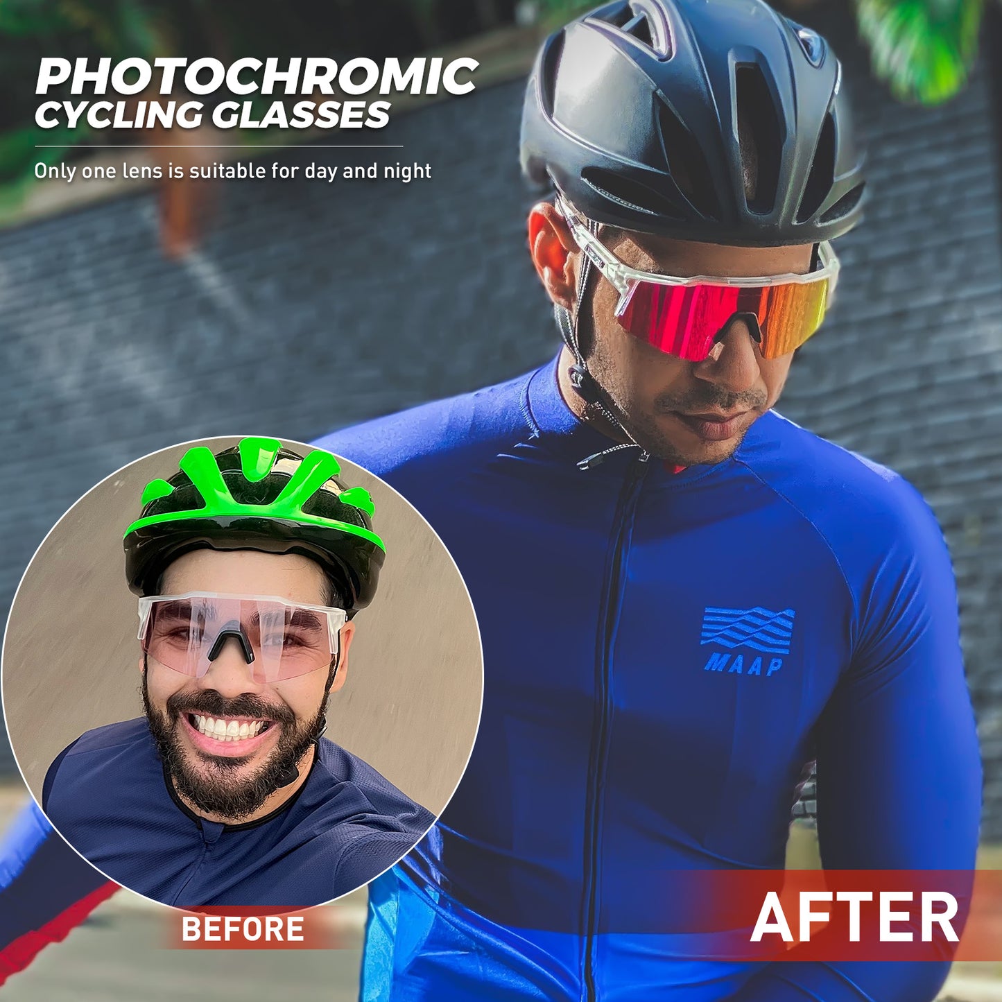 photochromic Red Cycling glasses