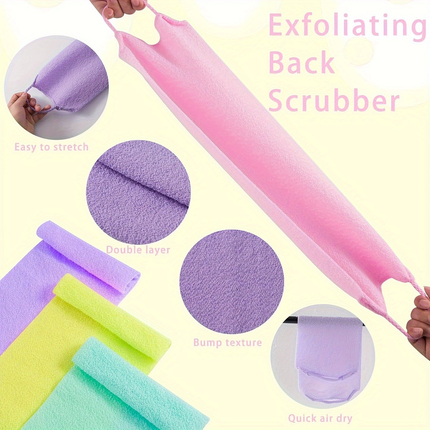 3-Piece Stretchable Nylon Exfoliating Back Washing Towels