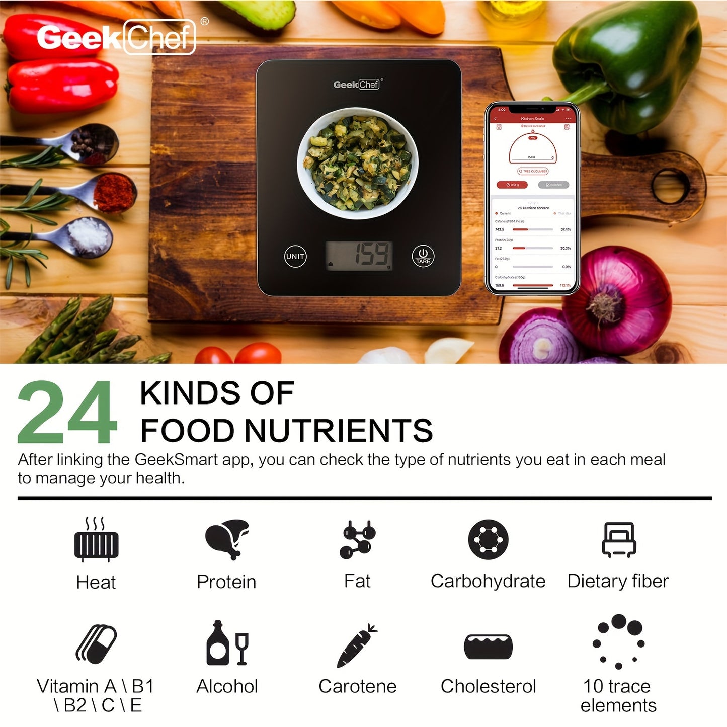 1pc Accurate Electronic Kitchen Scale with App, Digital Scales