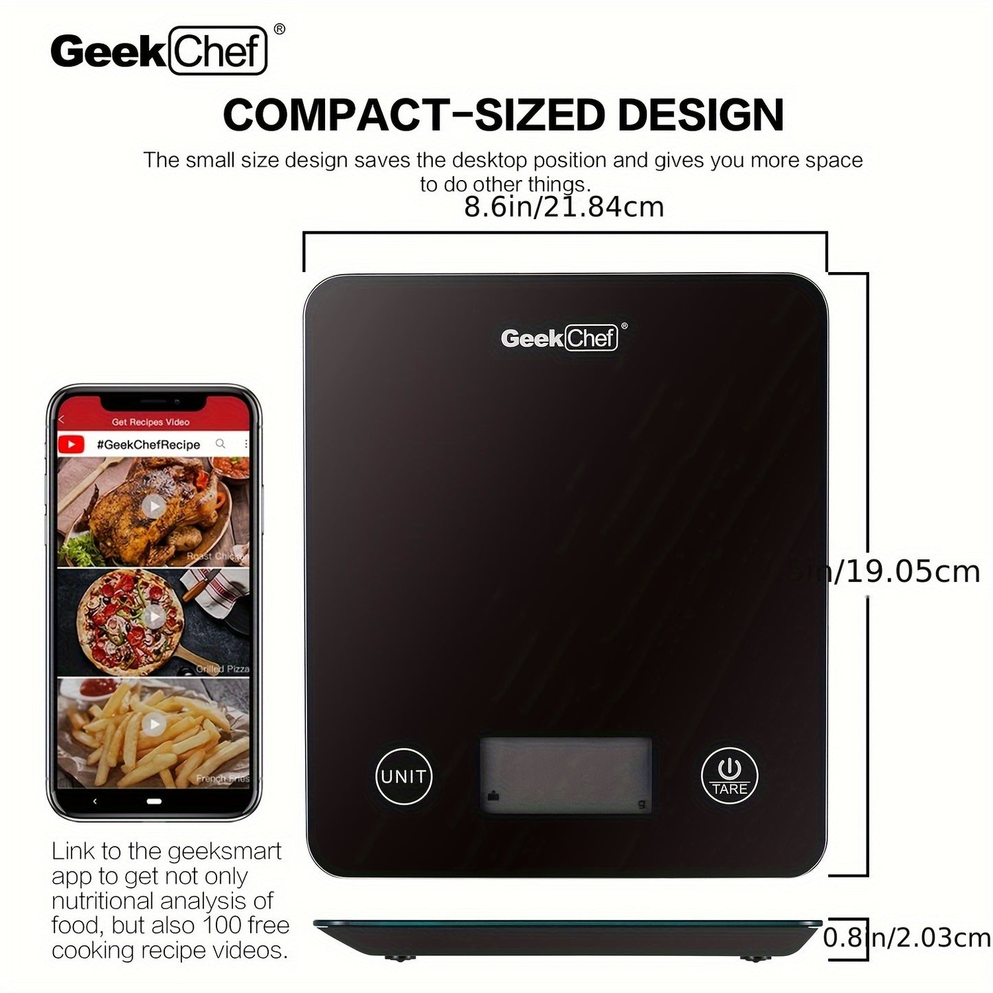 1pc Accurate Electronic Kitchen Scale with App, Digital Scales