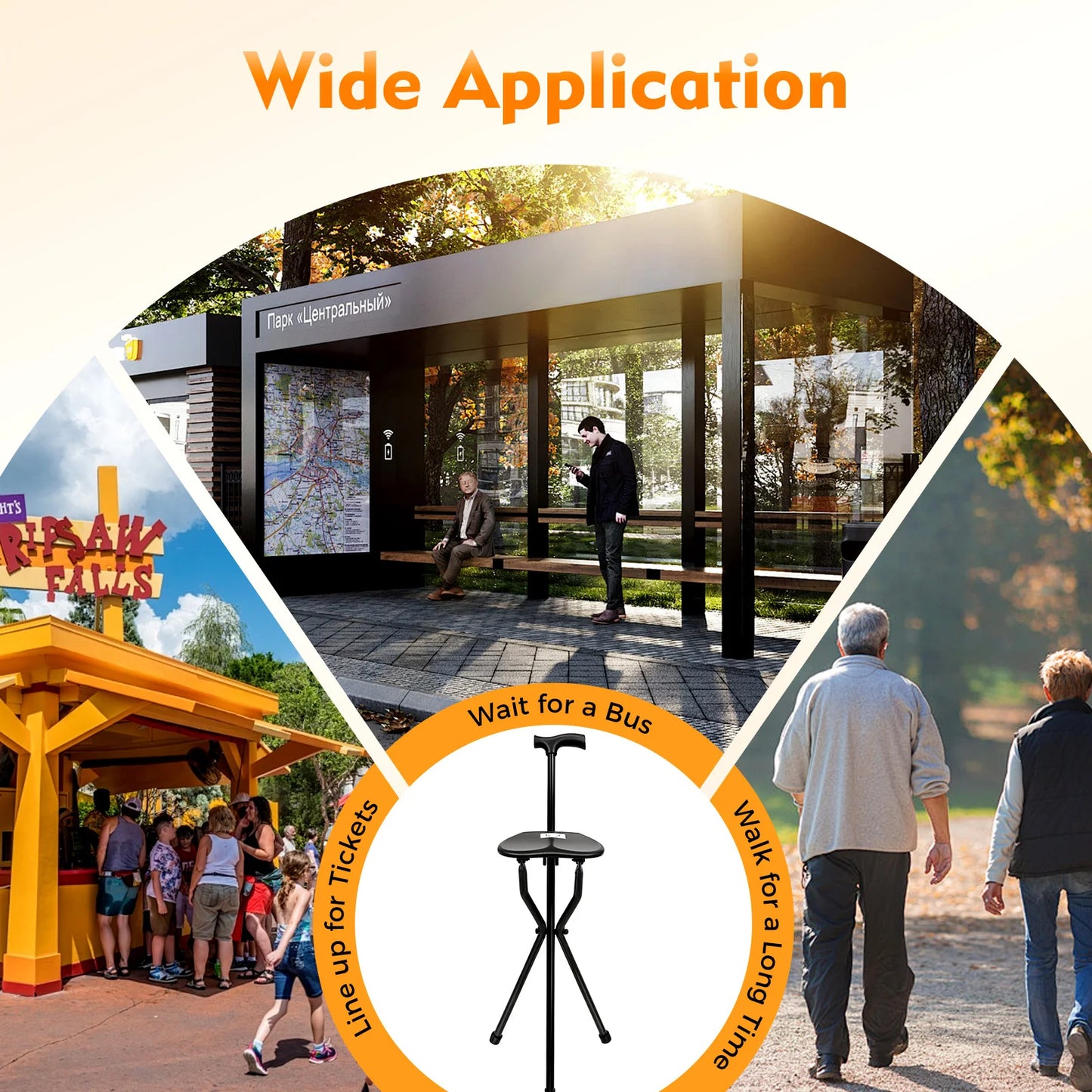 Walking Stick with Folding Seat