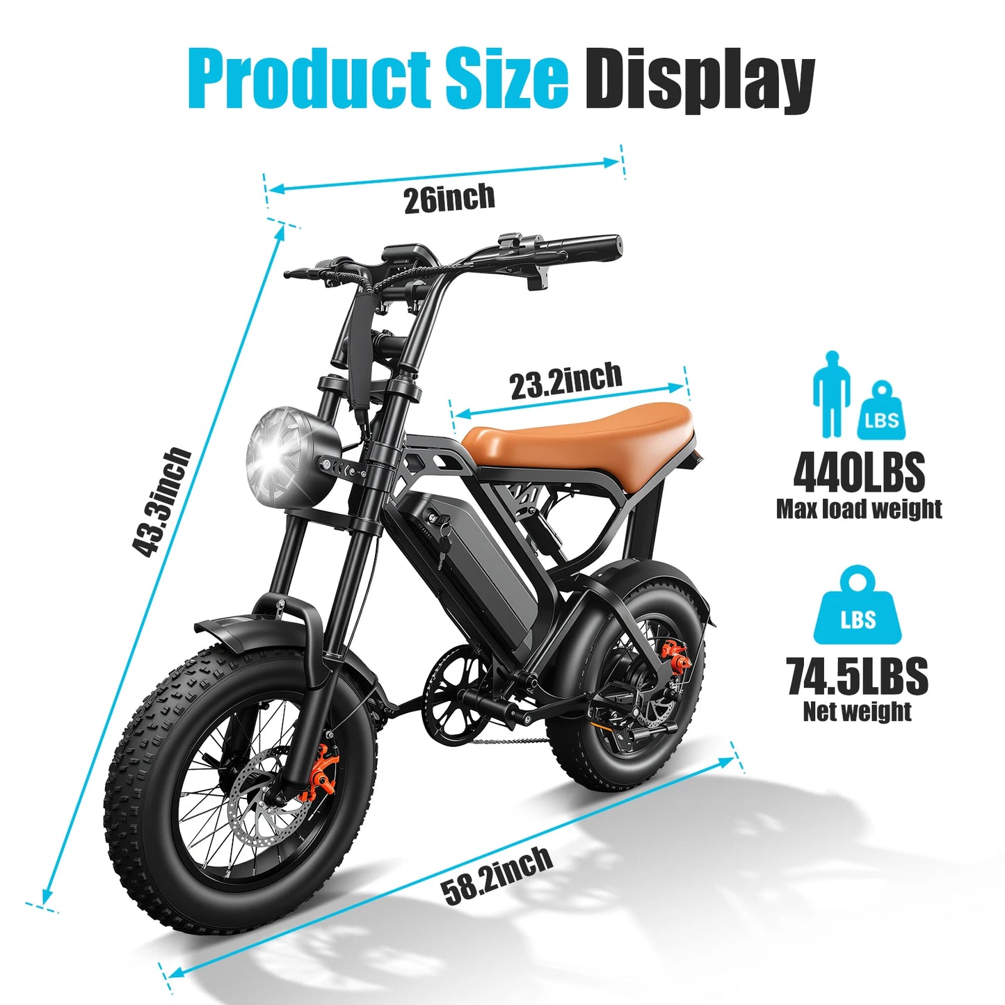 Adult electric bicycle peak range of 1000W-38+miles