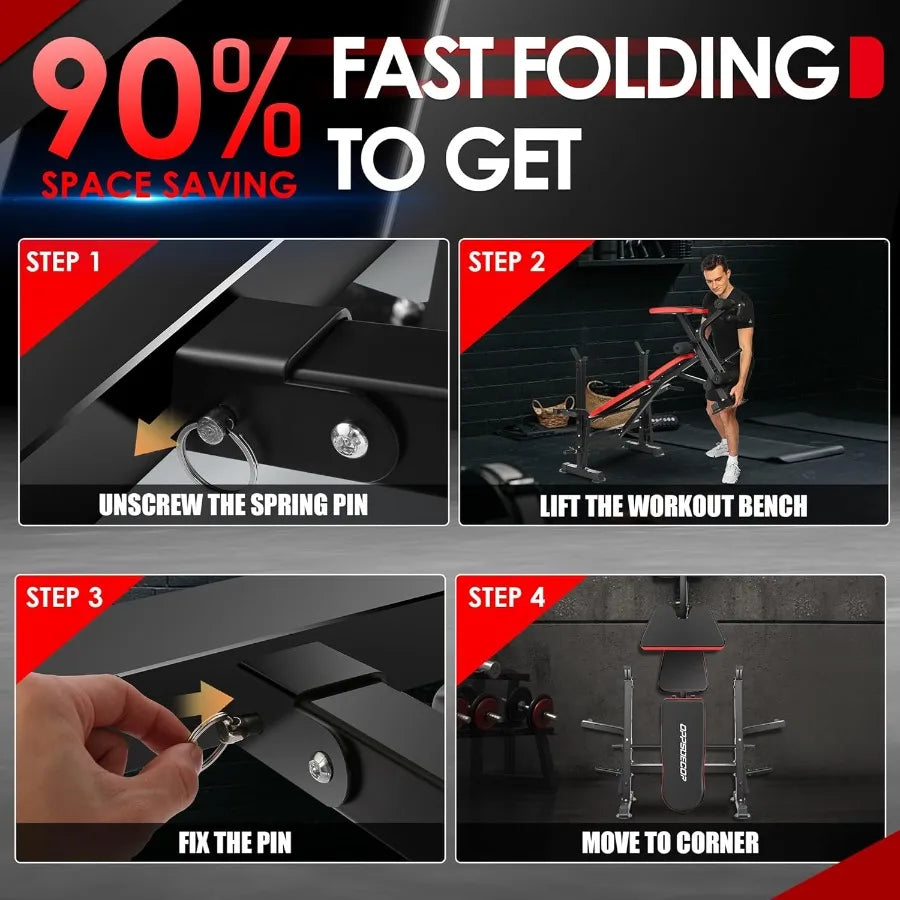 660lbs Capacity 6-in-1 Adjustable Weight Bench Set