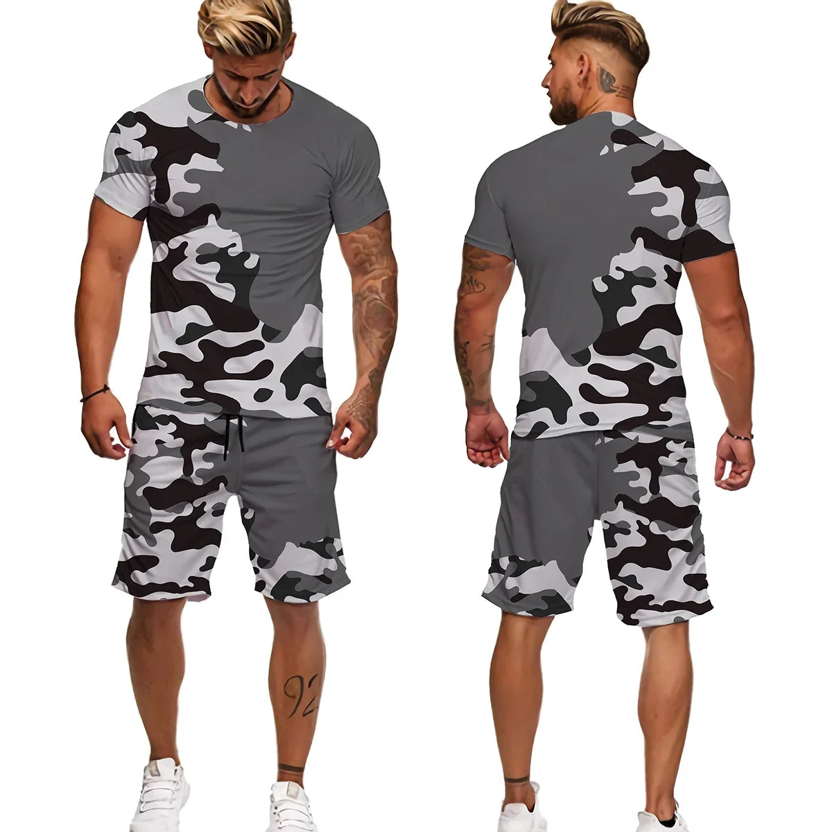 New Summer Camouflage Men's T-Shirt Shorts Tracksuit