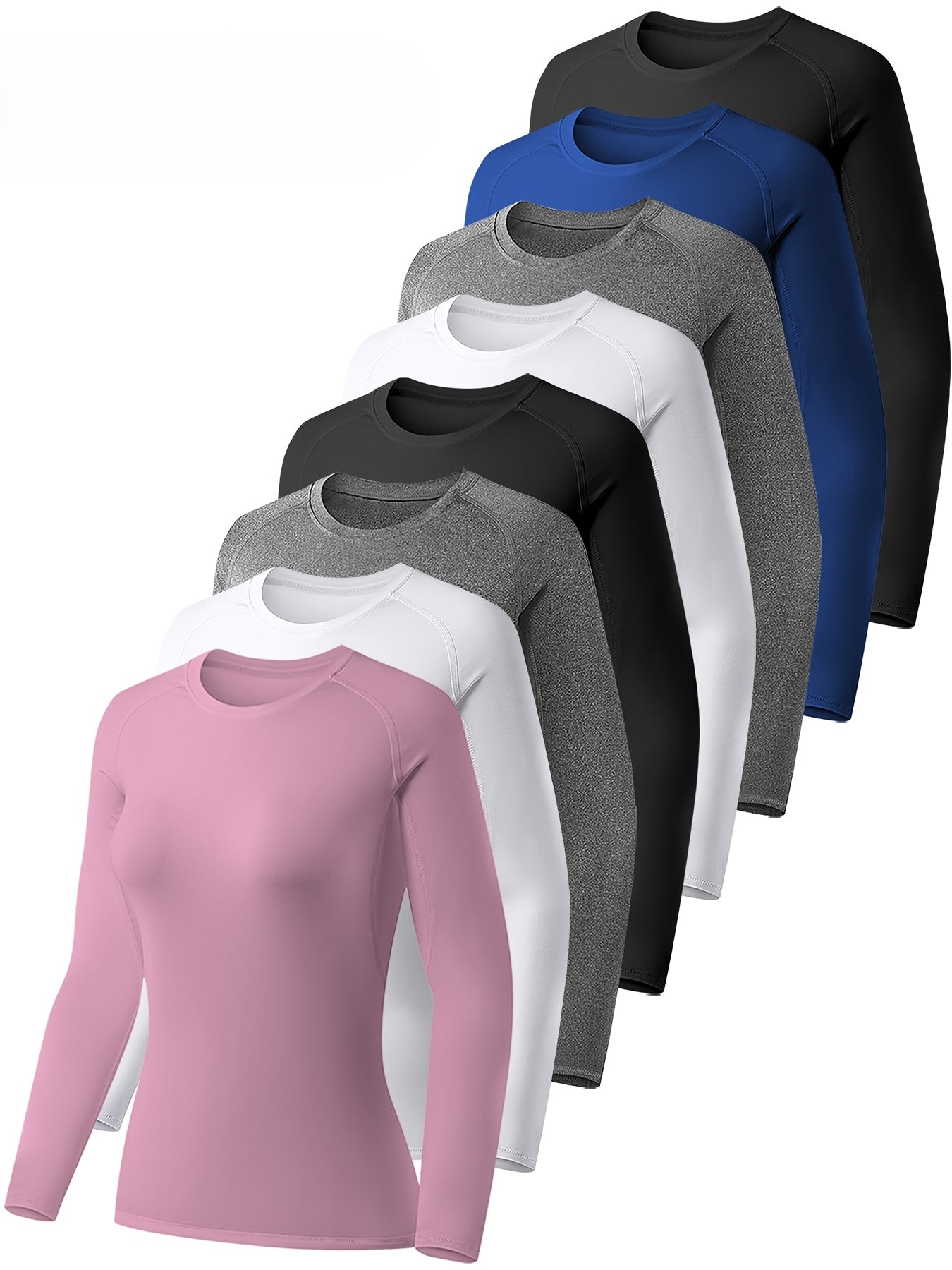 8pcs Women's Performance Compression Long Sleeve Athletic Tops