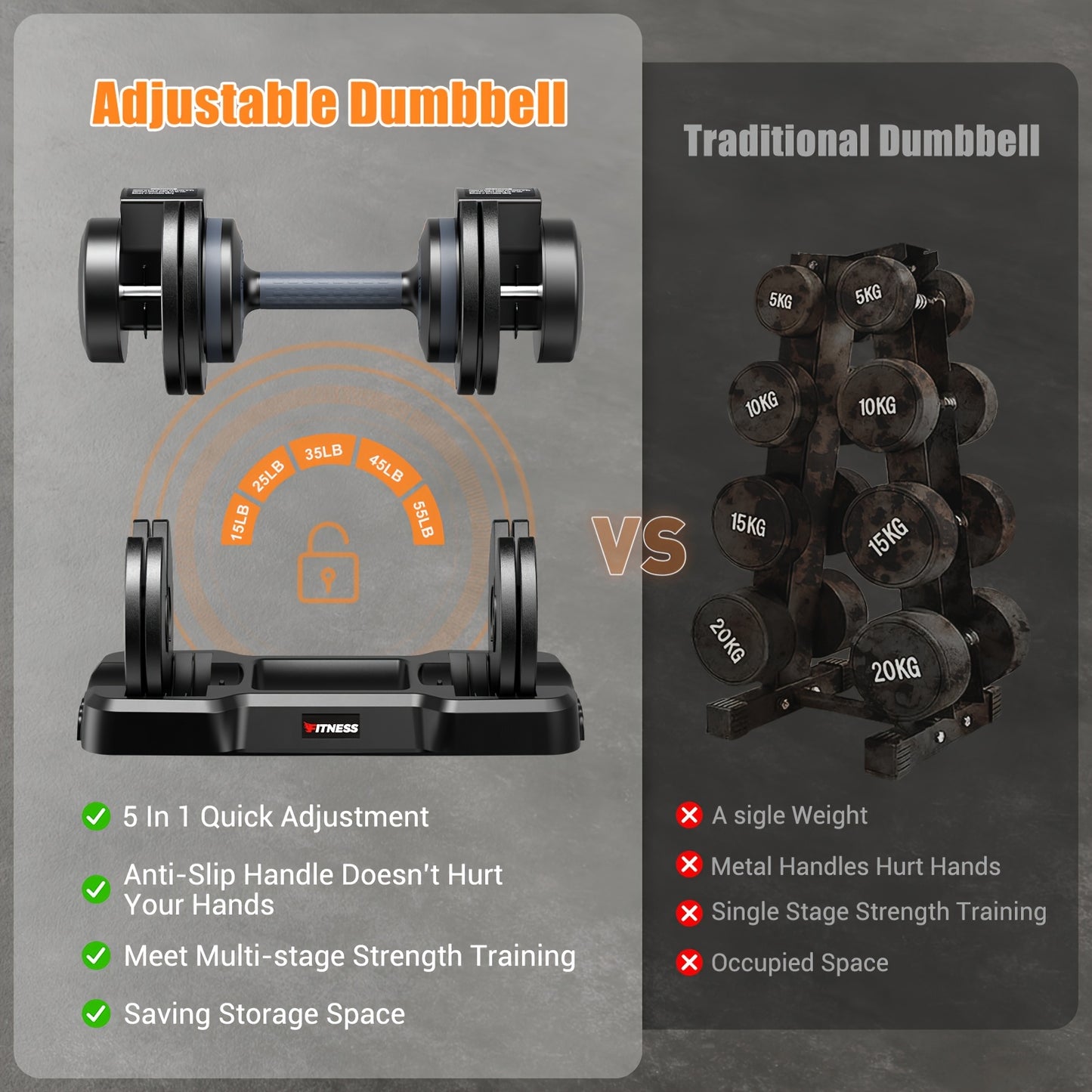 2pcs Adjustable Dumbbell Set