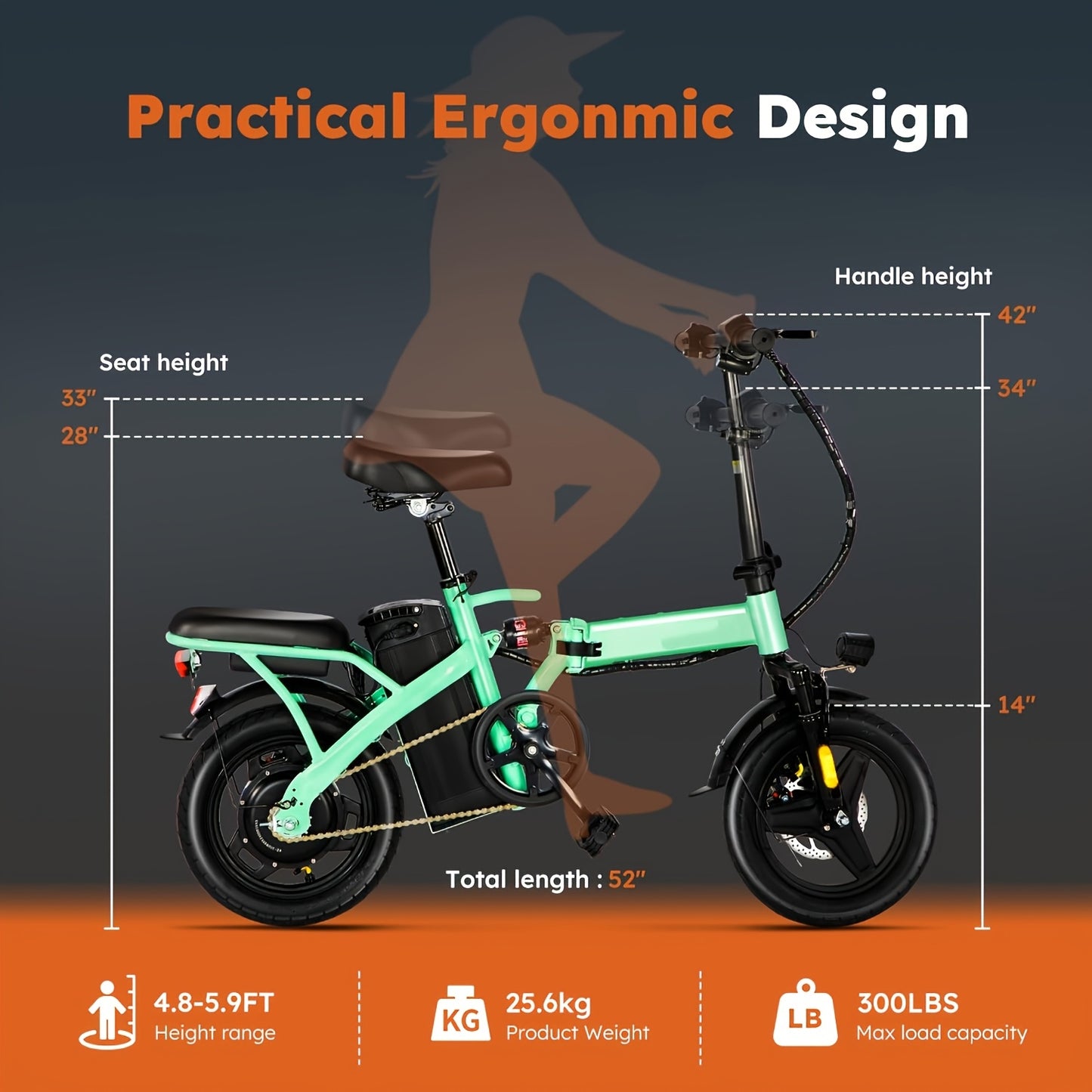 Green Folding Electric Bike
