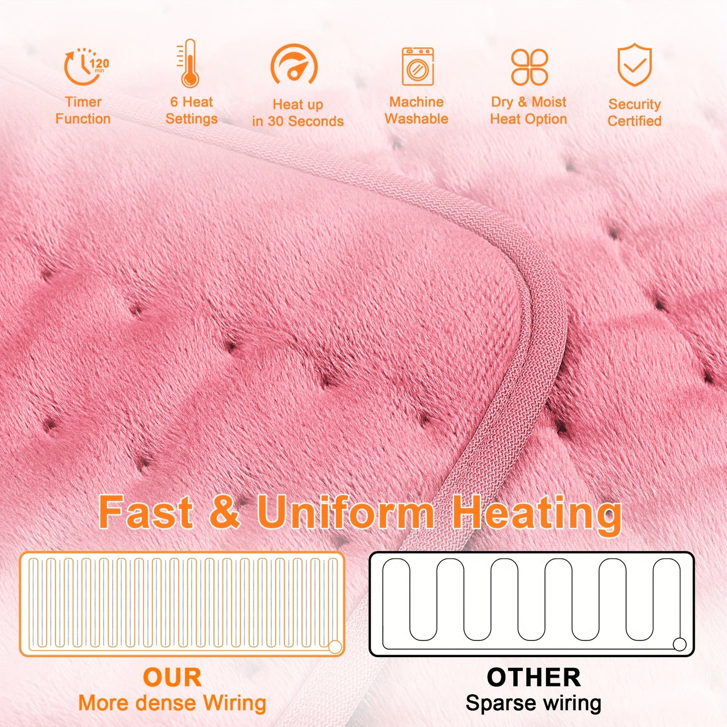 XXL Heating Pad with 6 Temperature Levels & 4 Timer Settings