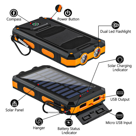 10000mAh USB Portable Charger Solar Super Power Bank