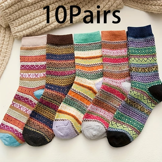 Super Soft Wool Mid Tube Socks - 10 Pairs