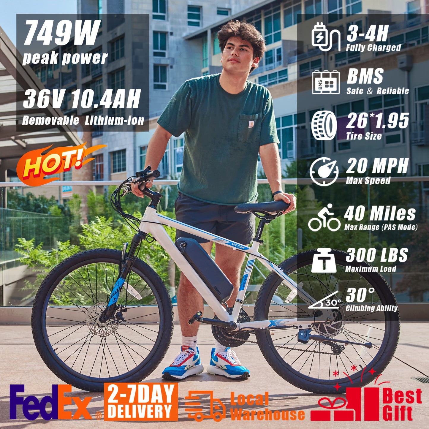 Victor 26" Electric Bike for Adults