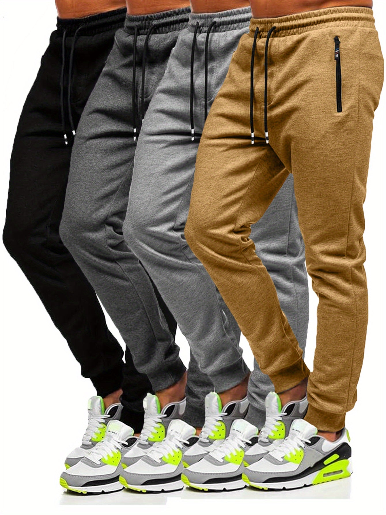 4pcs Men's Slim Fit Jogging Sweatpants