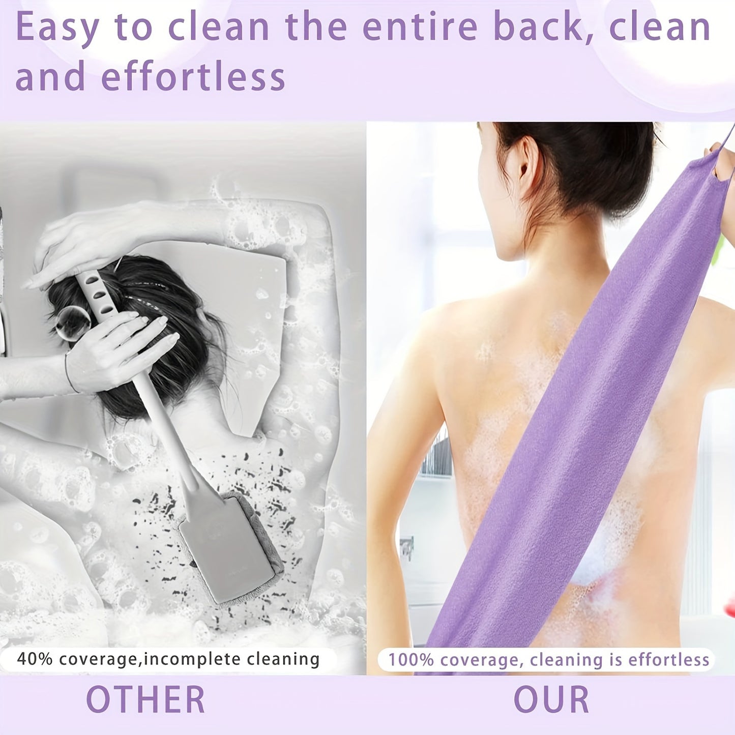 3-Piece Stretchable Nylon Exfoliating Back Washing  Towels