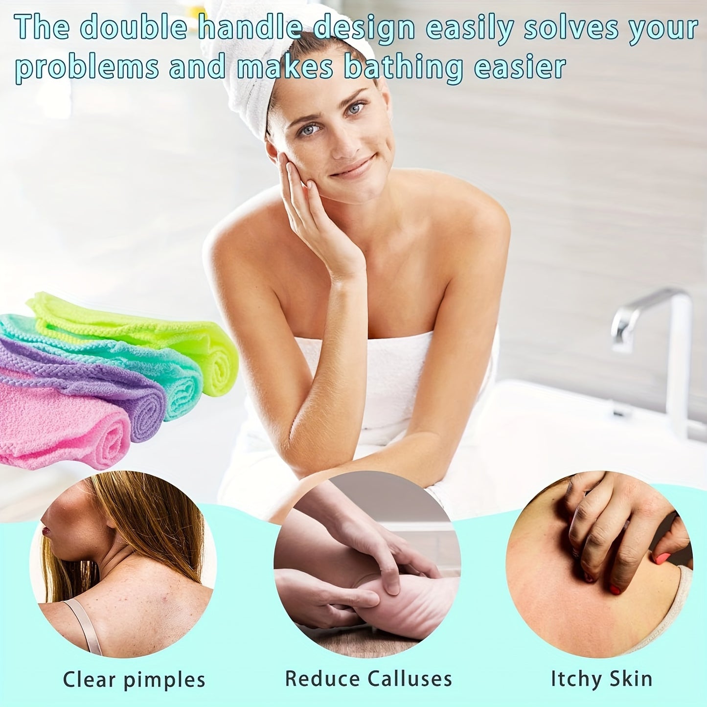 3-Piece Stretchable Nylon Exfoliating Back Washing  Towels