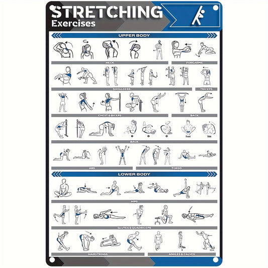 Vintage Metal Wall Art Decor - 1pc Stretching Exercises Sign