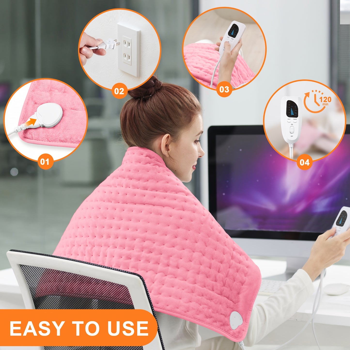 XXL Heating Pad with 6 Temperature Levels & 4 Timer Settings