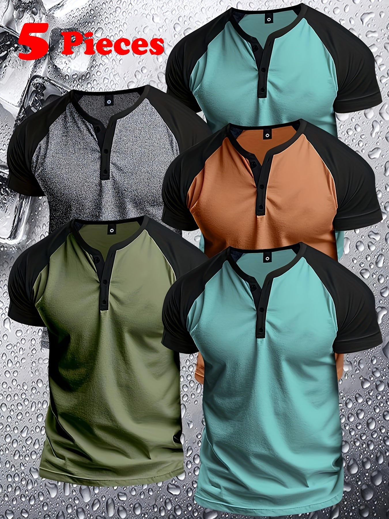 Men's Summer Short Sleeve Henley Shirts