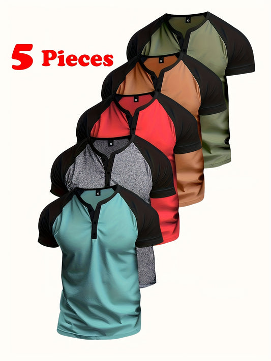 Men's Summer Short Sleeve Henley Shirts