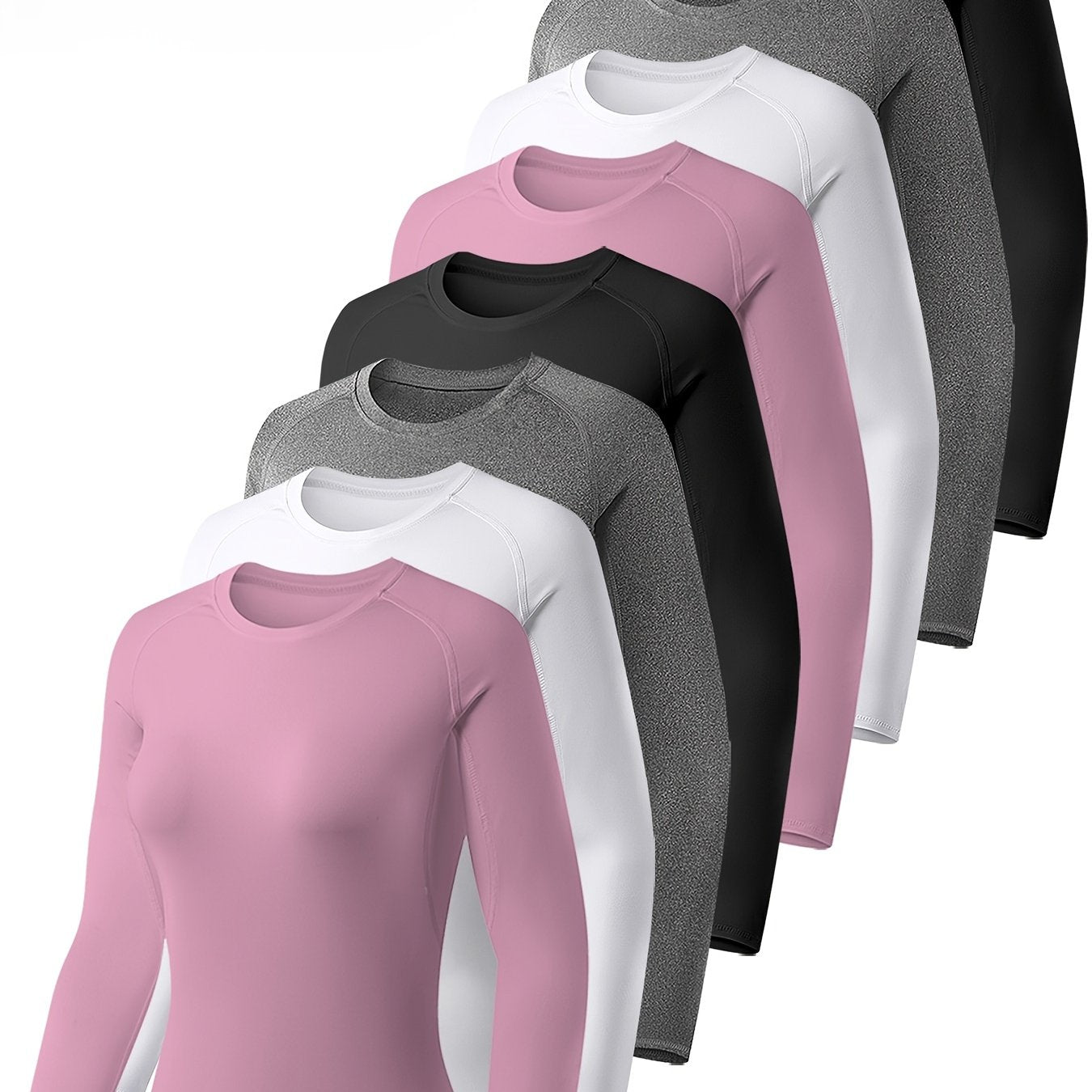 8pcs Women's Performance Compression Long Sleeve Athletic Tops