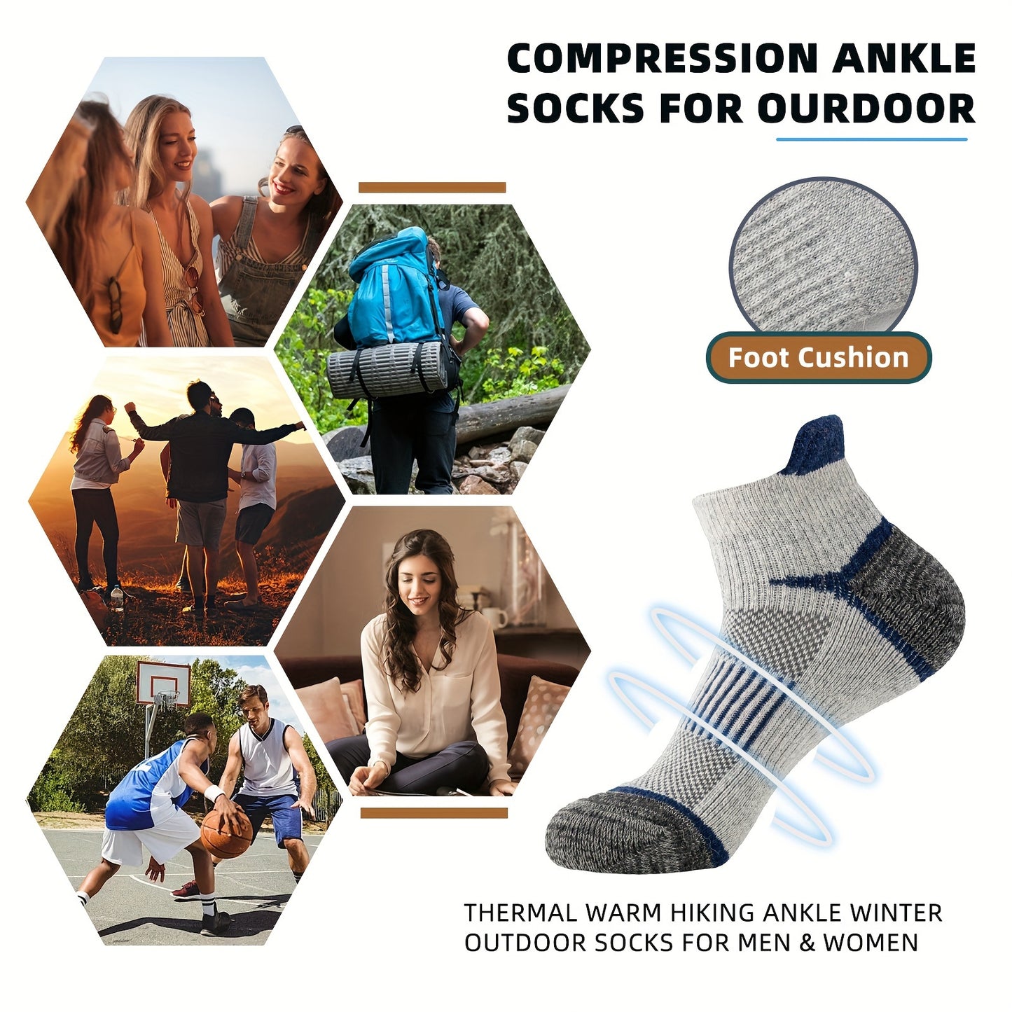 6 Pairs Merino Wool Compression Socks