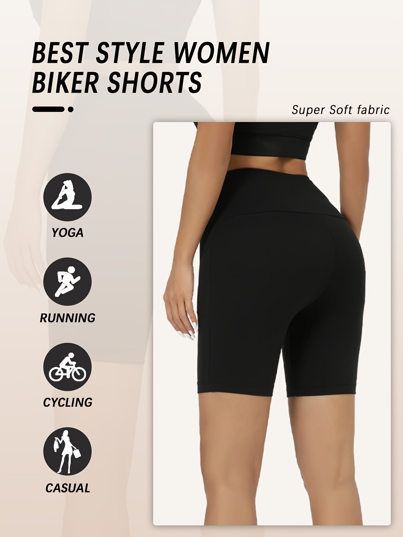 High Waisted Yoga Biker Shorts for Women