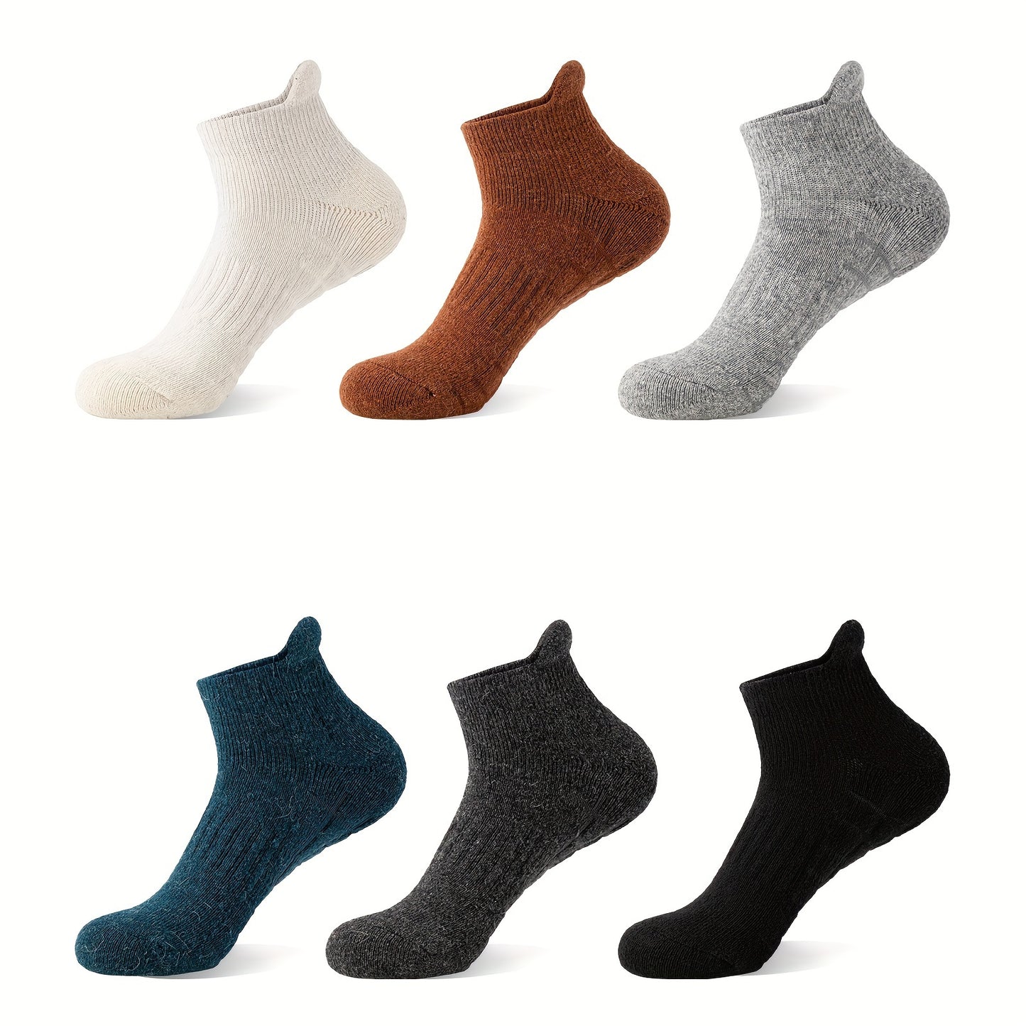 6 Pairs Of Unisex Anti Odor & Sweat Absorption Merino Wool Socks