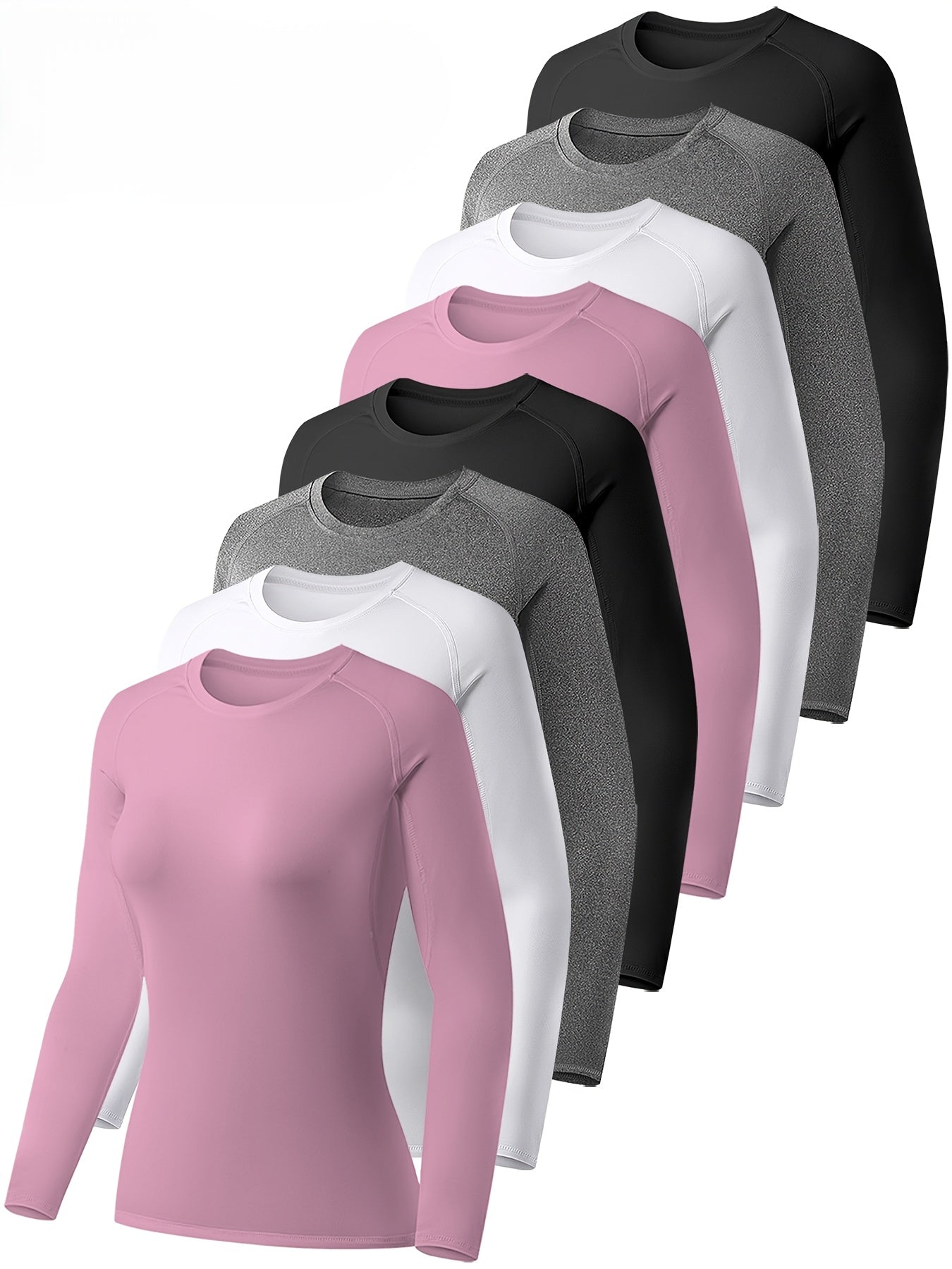 8pcs Women's Performance Compression Long Sleeve Athletic Tops
