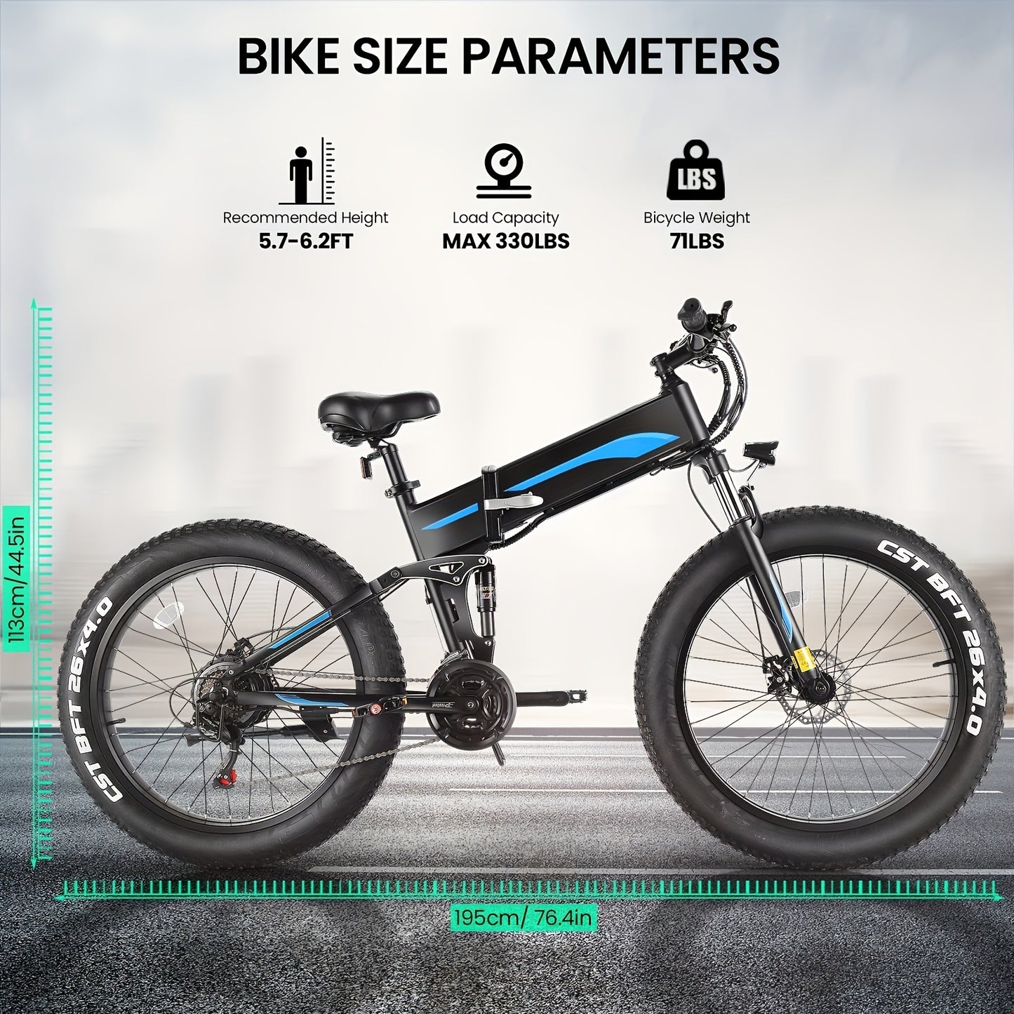 26"x4.0 Fat Tire Electric Bicycle With 480 With Removable Battery