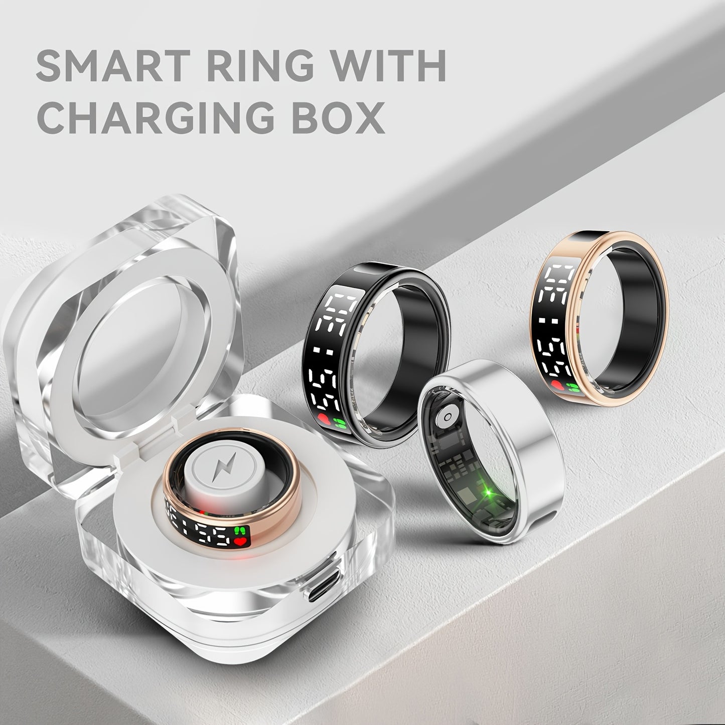 2025 Sleek Black Smart Ring with Touchscreen Display