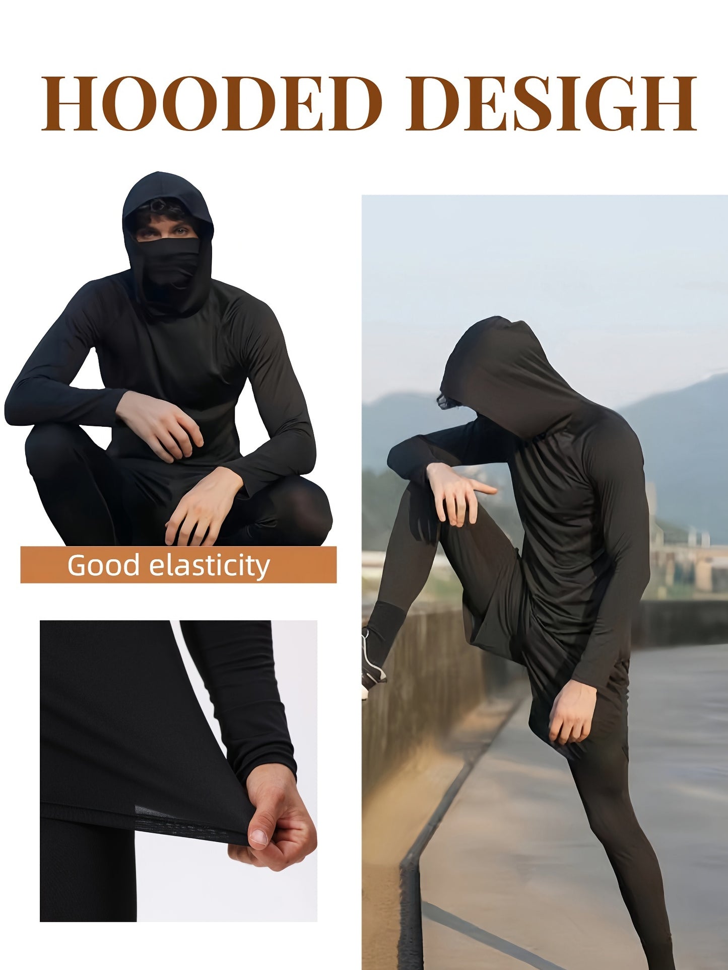 3 Pcs High Stretch Long Sleeve Solid Men's Rash Guard Shirts