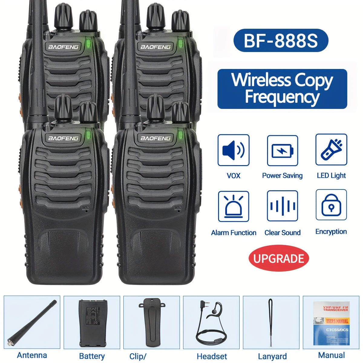 4pcs Long Range Walkie Talkie