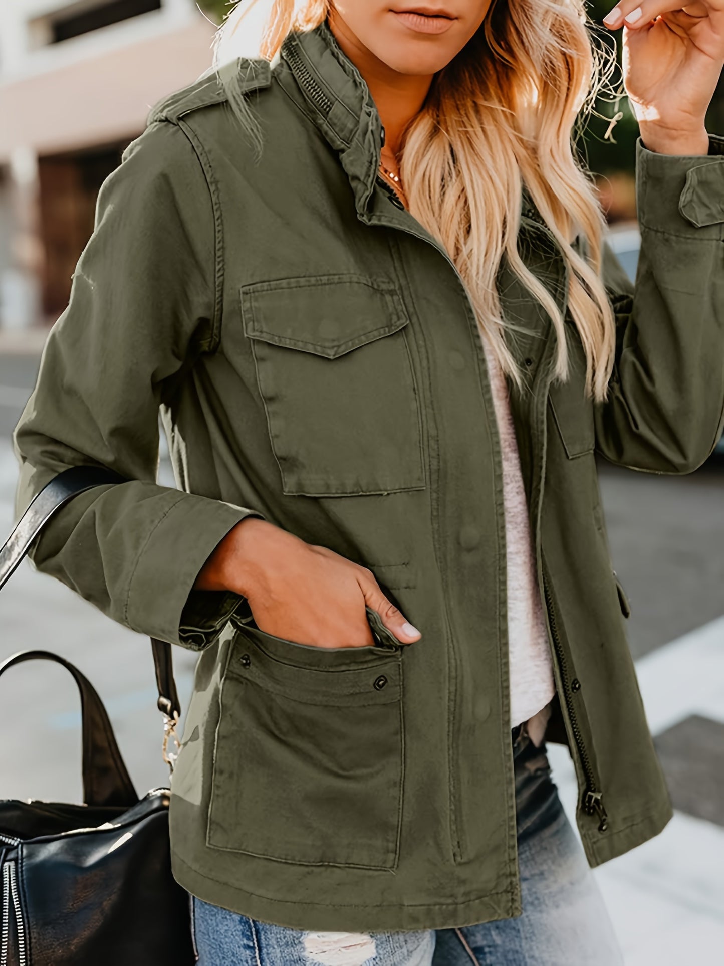 Zip Up Women's Military Anorak Jacket