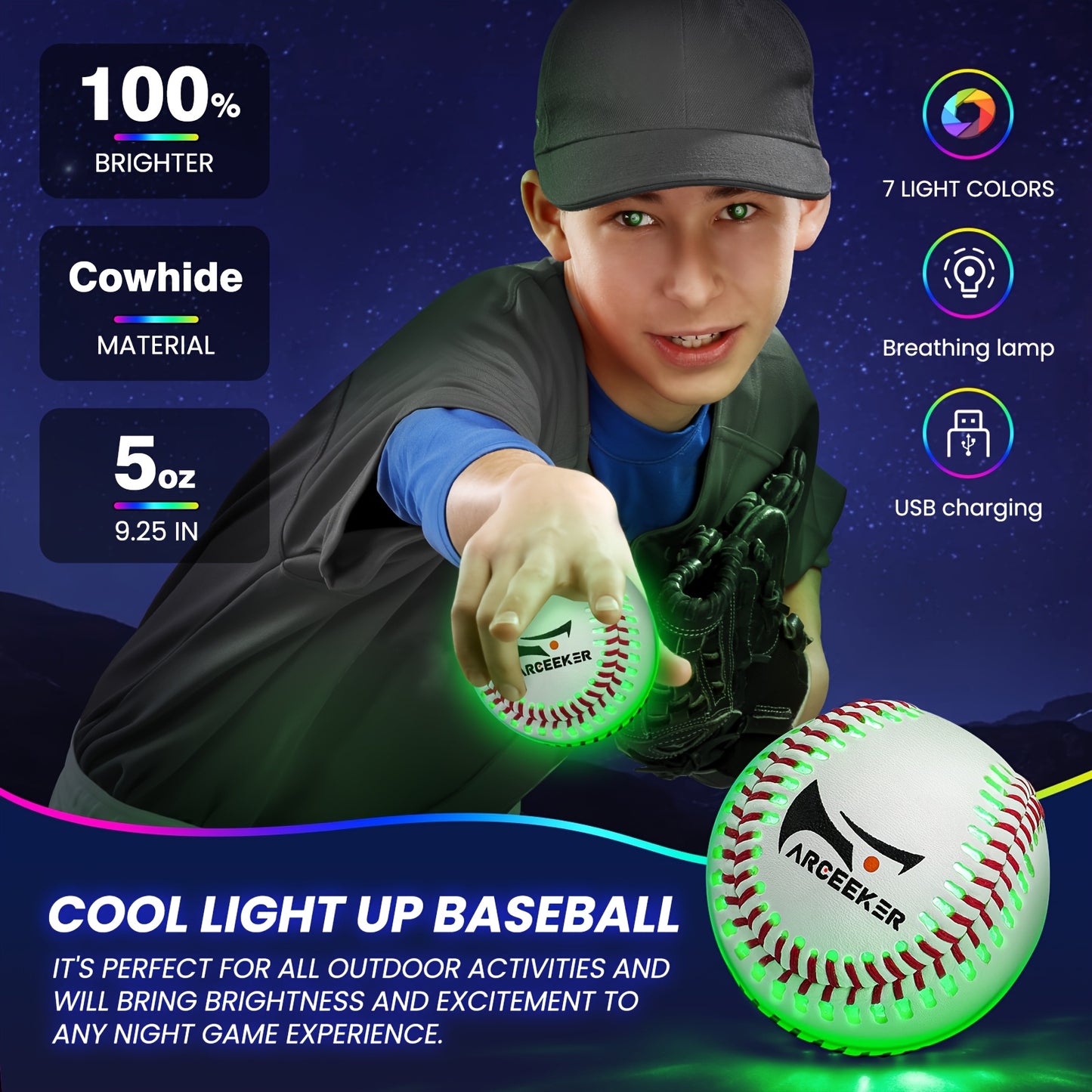 Rechargeable LED Glow-in-the-Dark Baseball