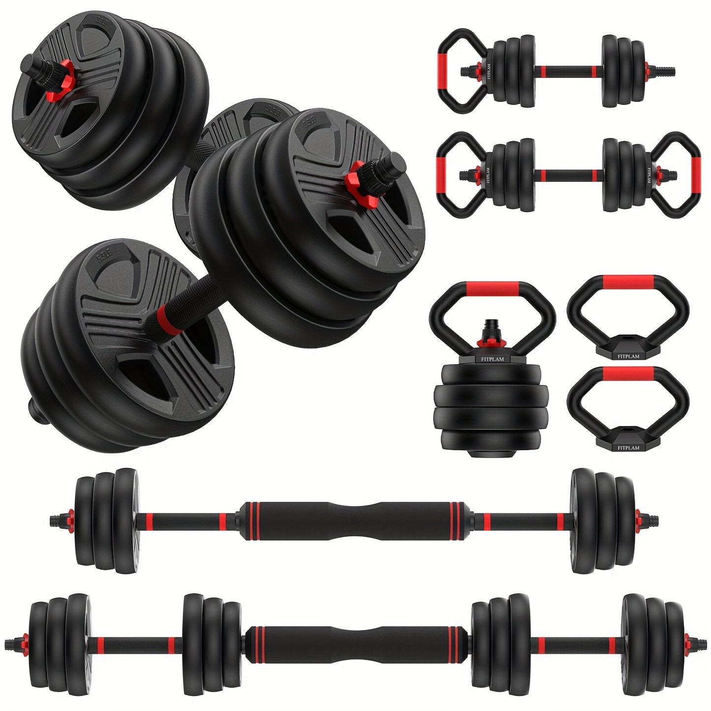 6-in-1 Adjustable Dumbbell Set - 20/35/55/70/90LBS Iron Free Weights