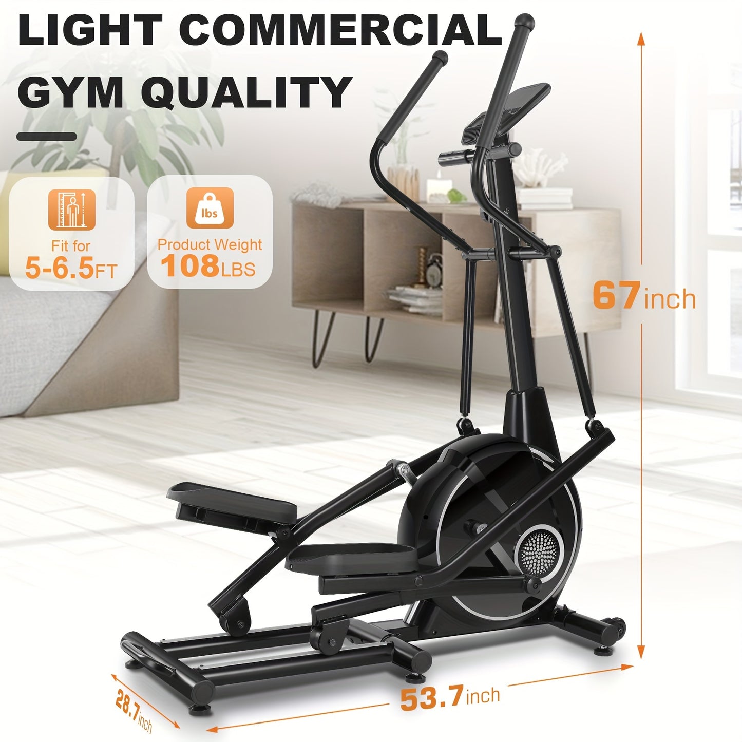 Elliptical Exercise Machine With Hyper-Quiet Front Magnetic Driving System