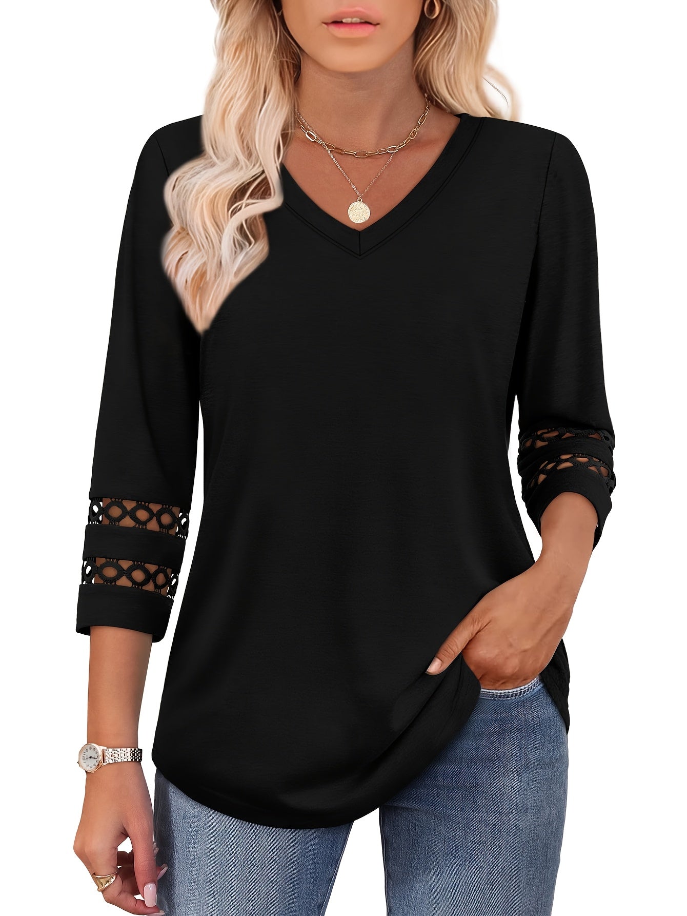 Three-piece Women's 3/4 Long-sleeved Top