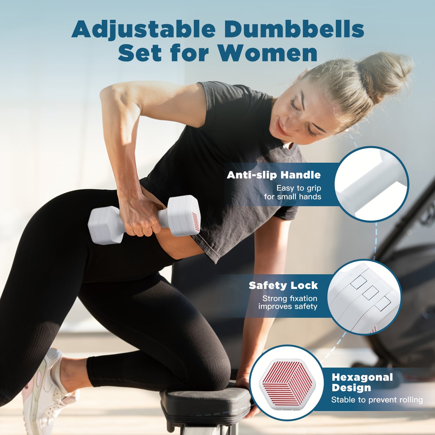 Adjustable Dumbbells Hand Weights Set: 5 Lb Dumbbells