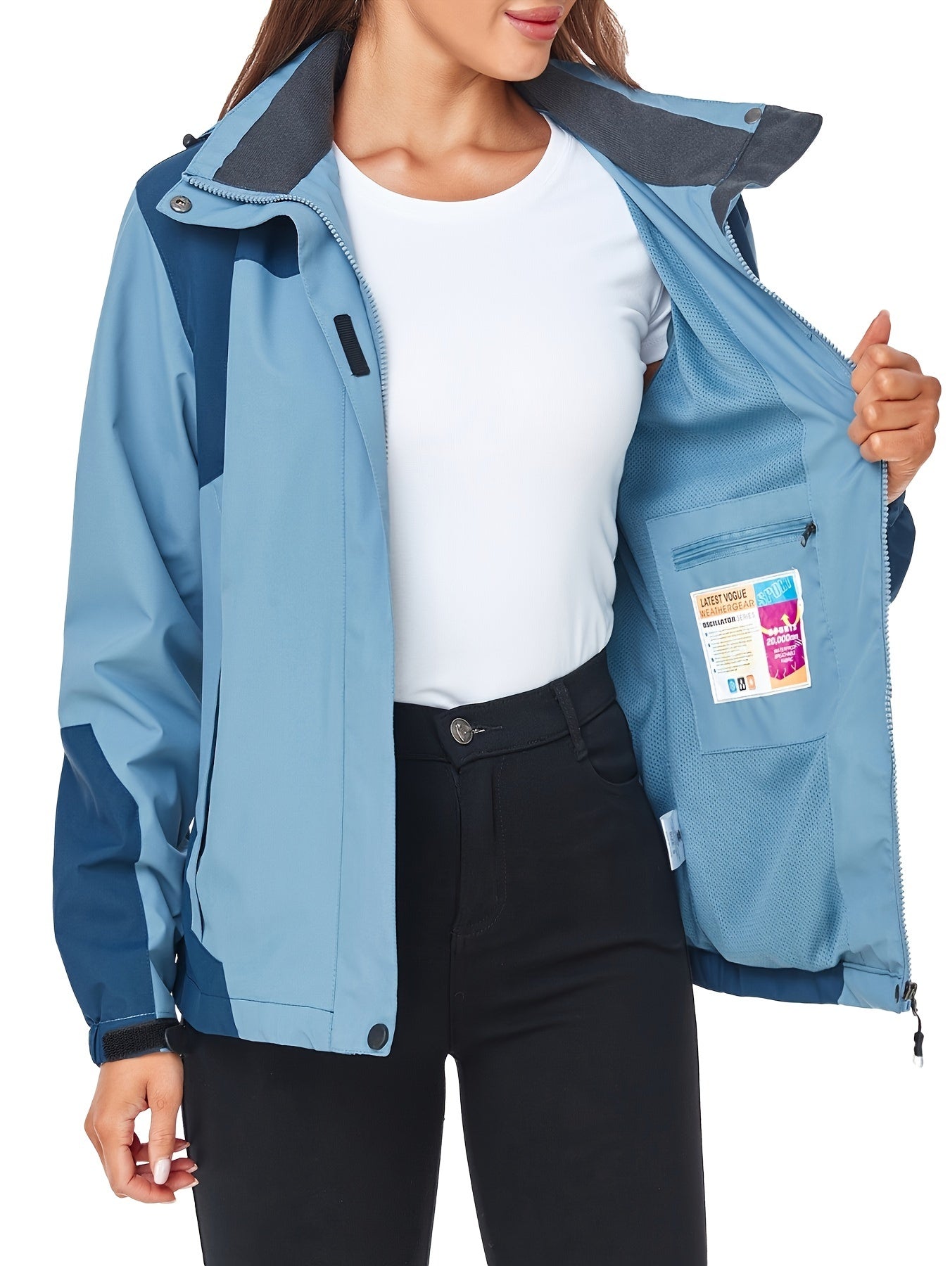 Womens Rain Jacket Lightweight Active Outdoor Raincoat With Removable Hood