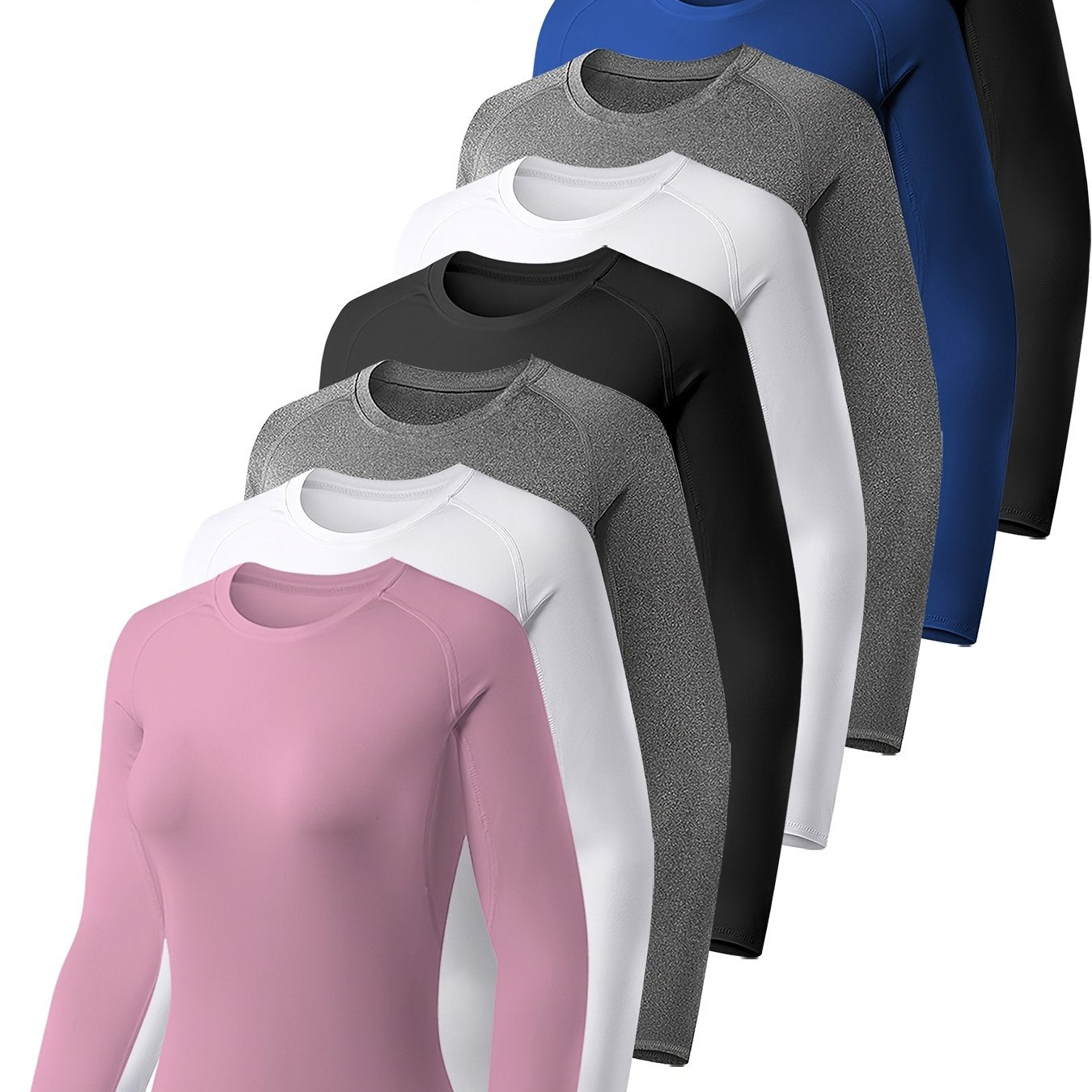 8pcs Women's Performance Compression Long Sleeve Athletic Tops
