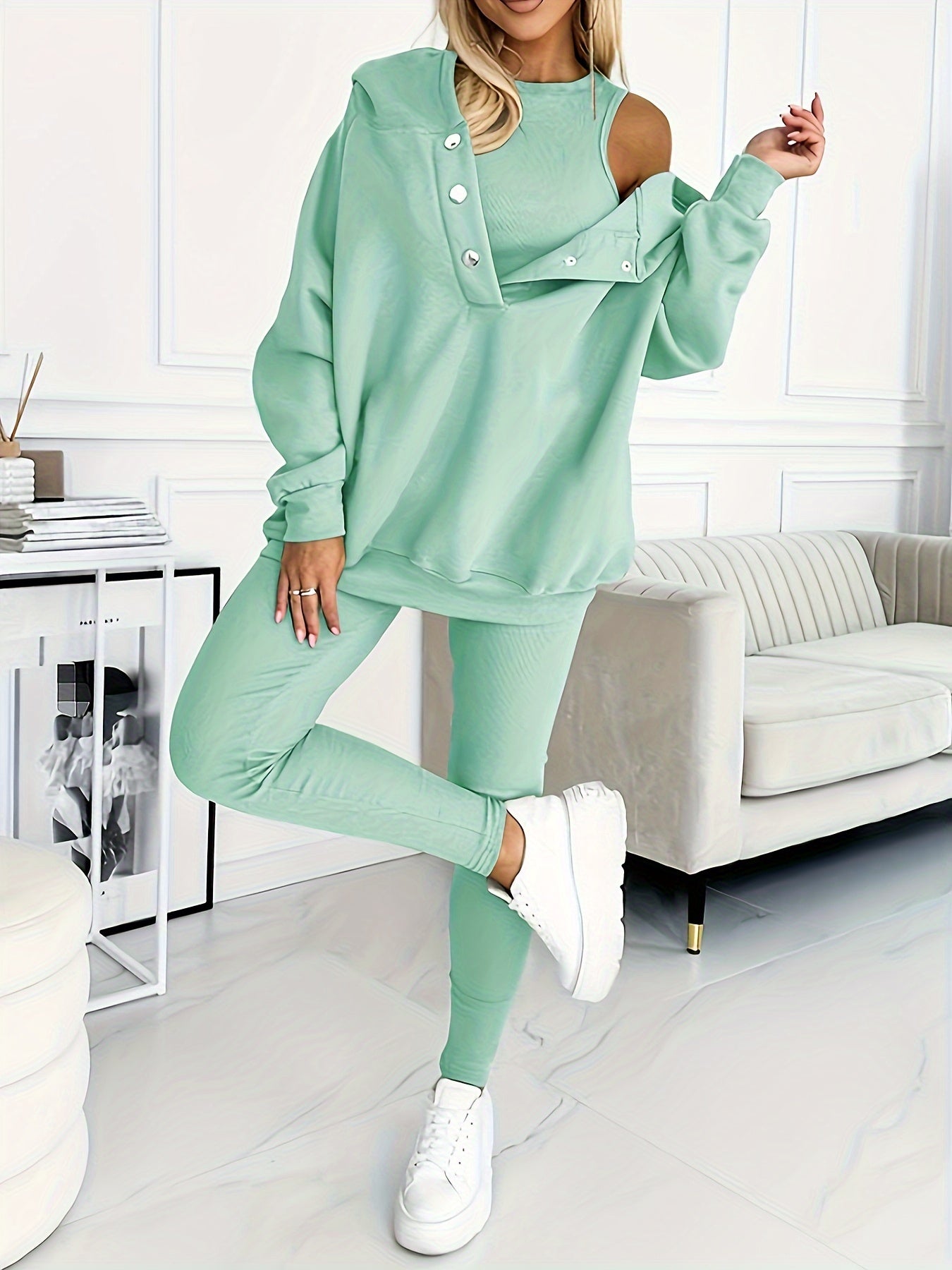 Women's Sportswear Hoodie With Thick Thread Slim Pants Two-piece Set
