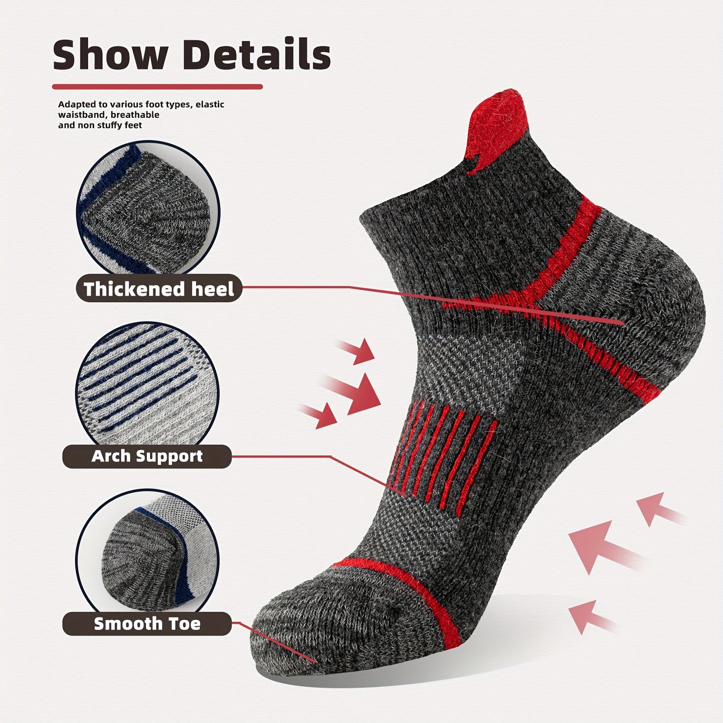 6 Pairs Merino Wool Compression Socks