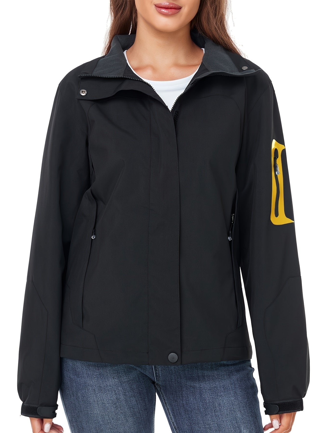 Womens Rain Jacket Lightweight Active Outdoor Raincoat With Removable Hood