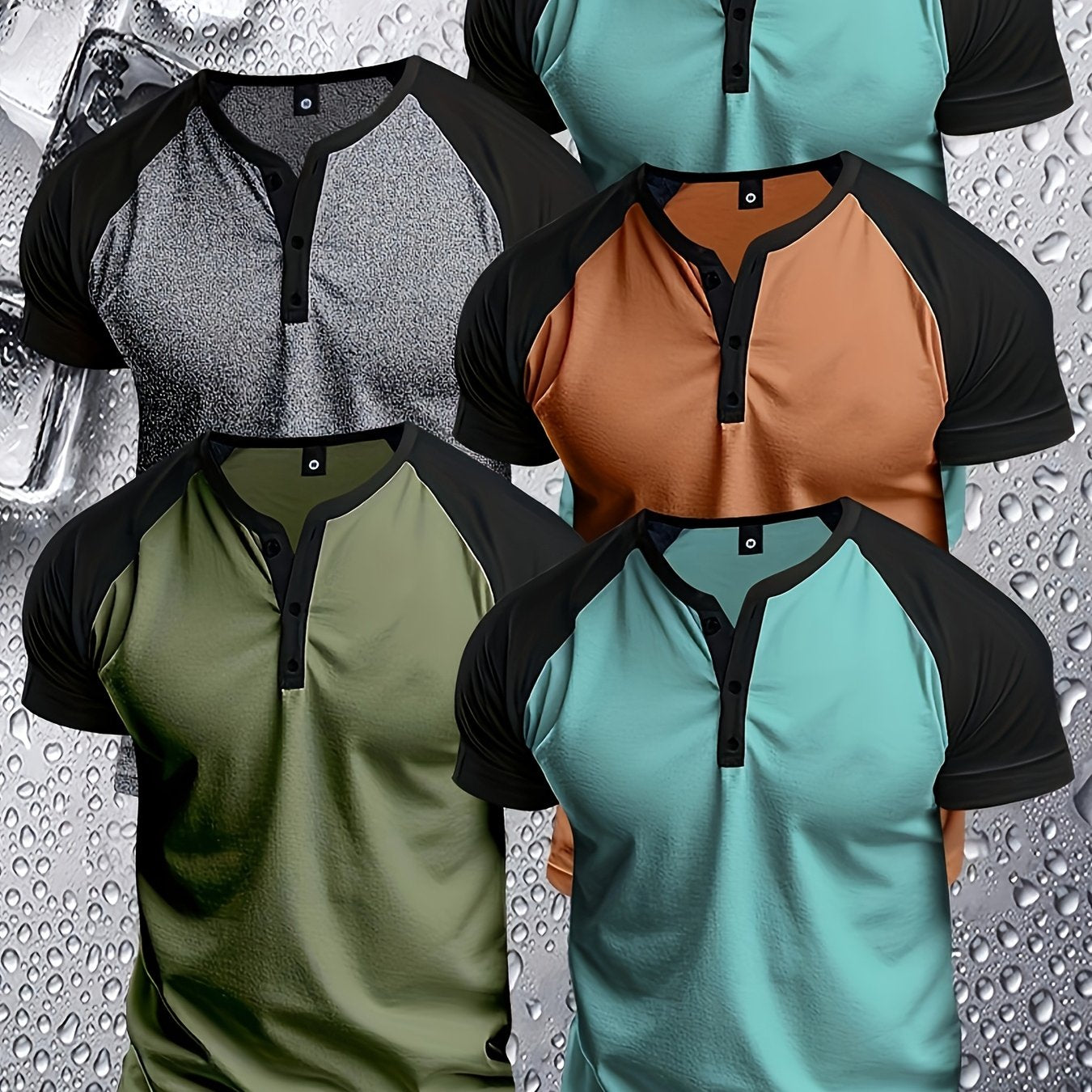 Men's Summer Short Sleeve Henley Shirts