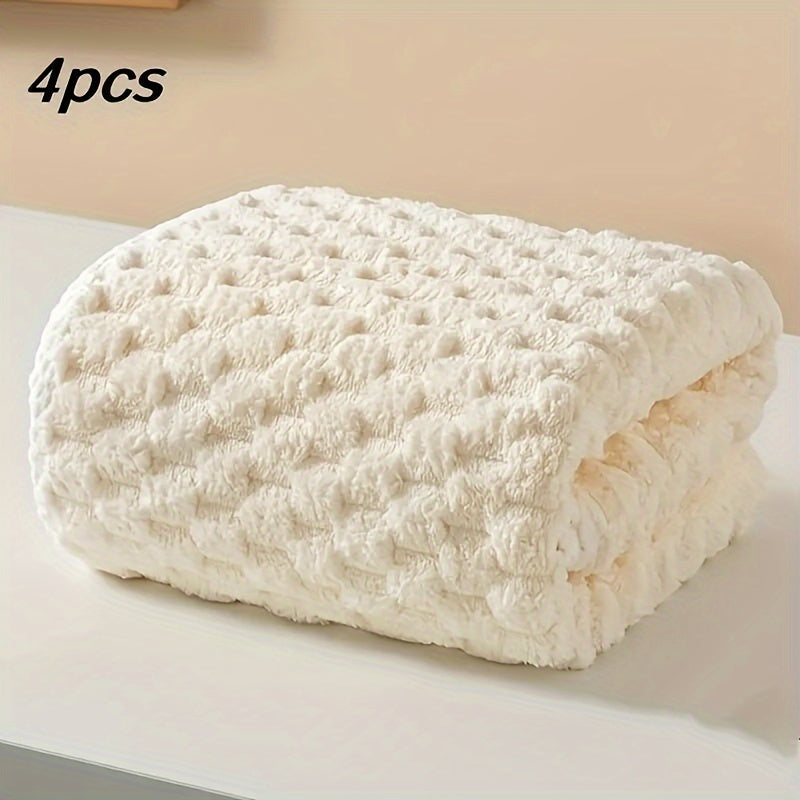 Pack of 4 Waffled Super Soft Woven Bath Towels