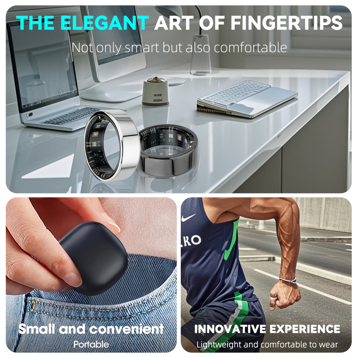 20+ Exercise Modes Smart Ring With Charging Case