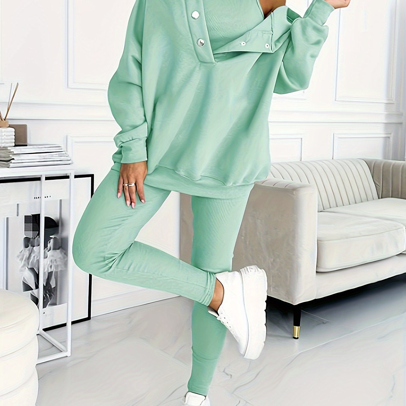 Women's Sportswear Hoodie With Thick Thread Slim Pants Two-piece Set