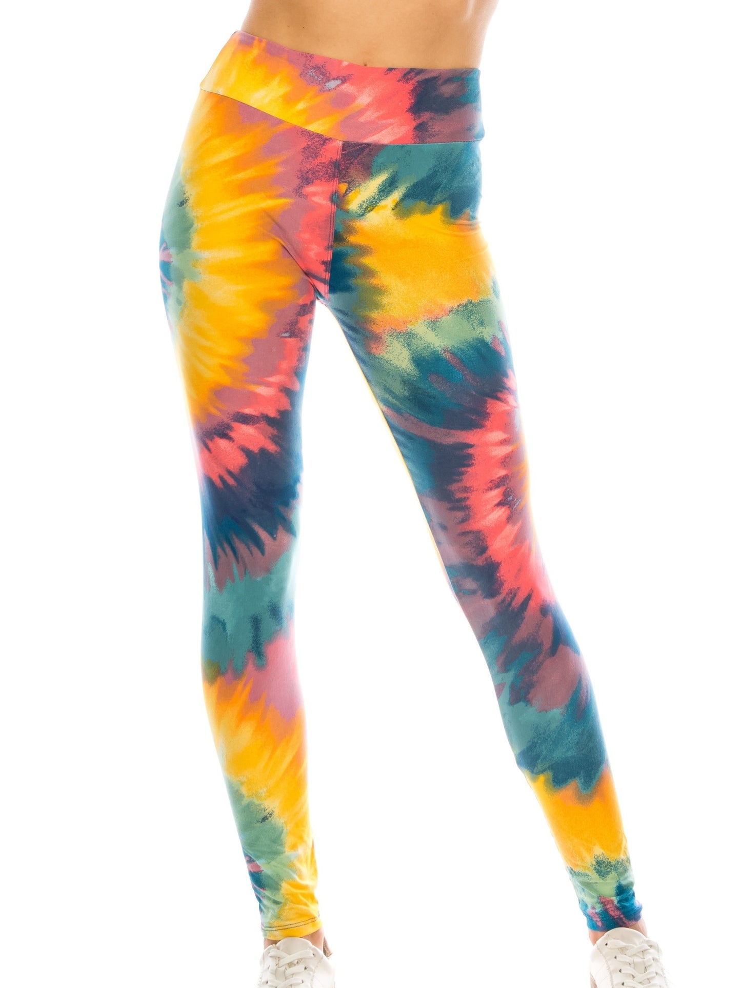2 PACK Women's High Waist Stretched Soft Slim Tie Dye Leggings
