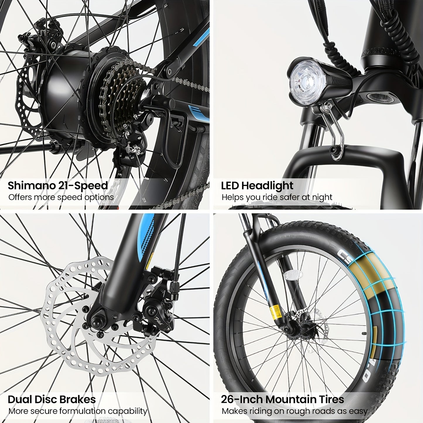 26"x4.0 Fat Tire Electric Bicycle With 480 With Removable Battery