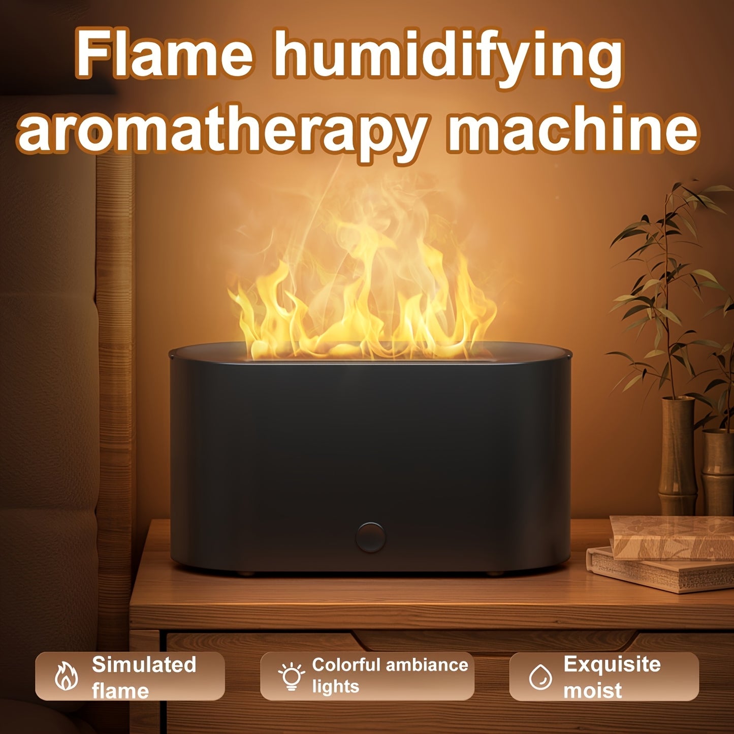 6-Color Flame Effect Humidifier & Essential Oil Diffuser