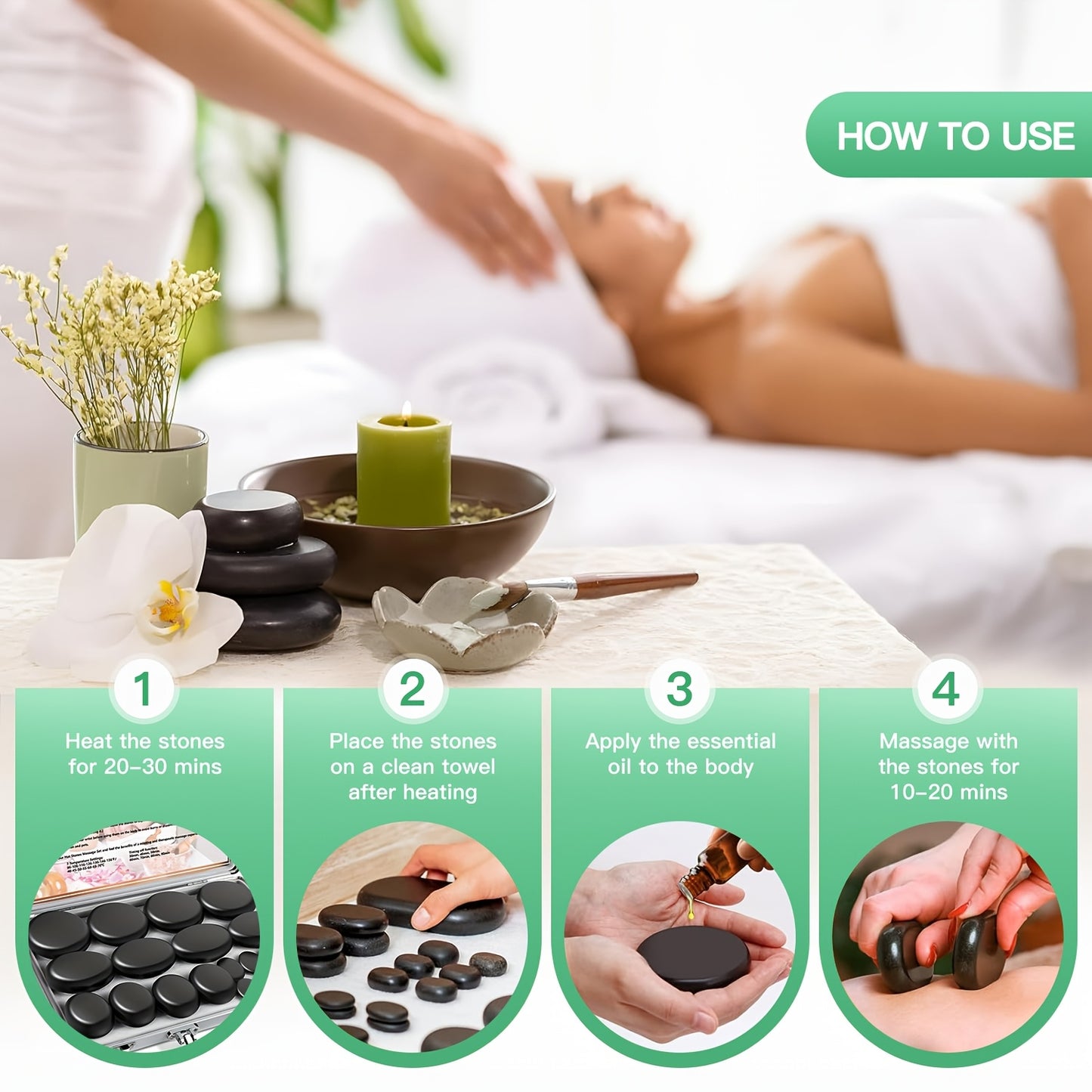 Hot Stones Massage Set with Temperature Adjustment